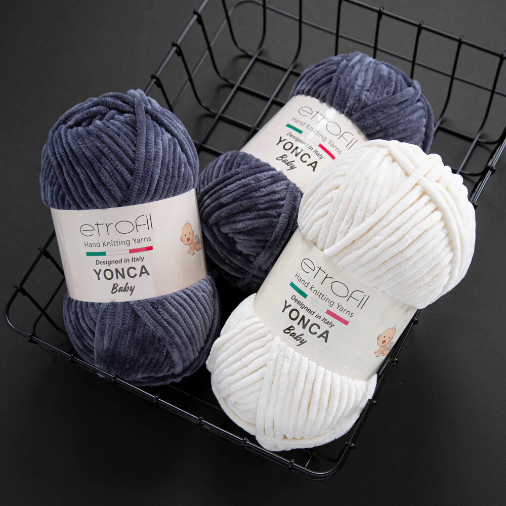 Etrofil Yonca Chenille Yarn, White - 70136 - Image 3