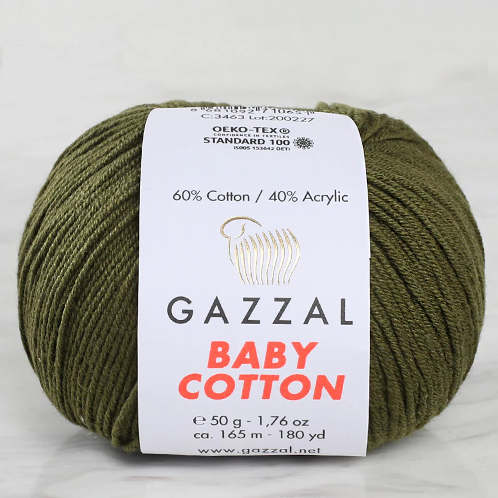 Gazzal Baby Cotton Knitting Yarn, Navy Green - 3463