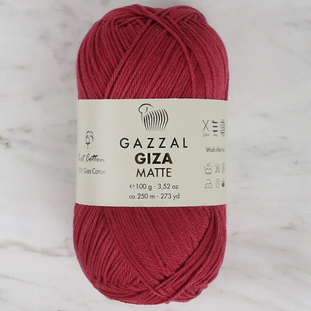 Gazzal Giza Matte Yarn, Red - 5587