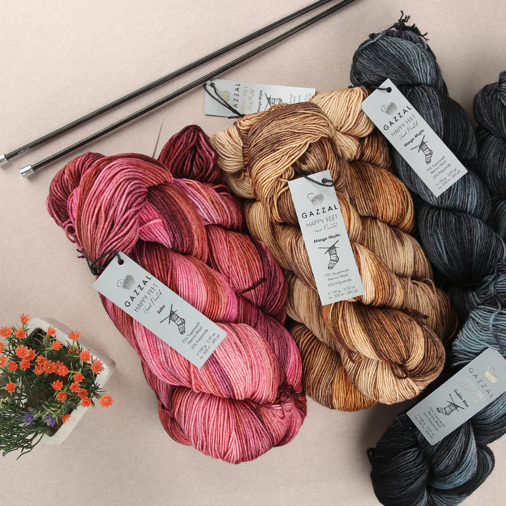 Gazzal Happy Feet Socks Knitting Yarn , Variegated - 3259 - Image 3