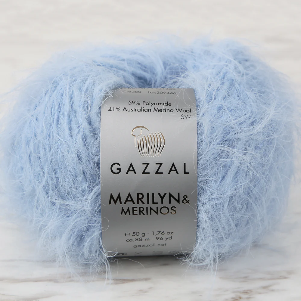 Gazzal Marilyn&Merinos Hand Knitting Yarn,Blue - 8280