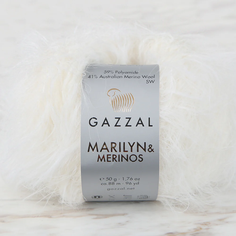 Gazzal Marilyn&Merinos Hand Knitting Yarn,Cream - 8269
