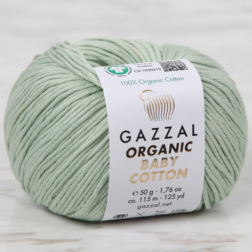 Gazzal Organic Baby Cotton Yarn, Green - 448