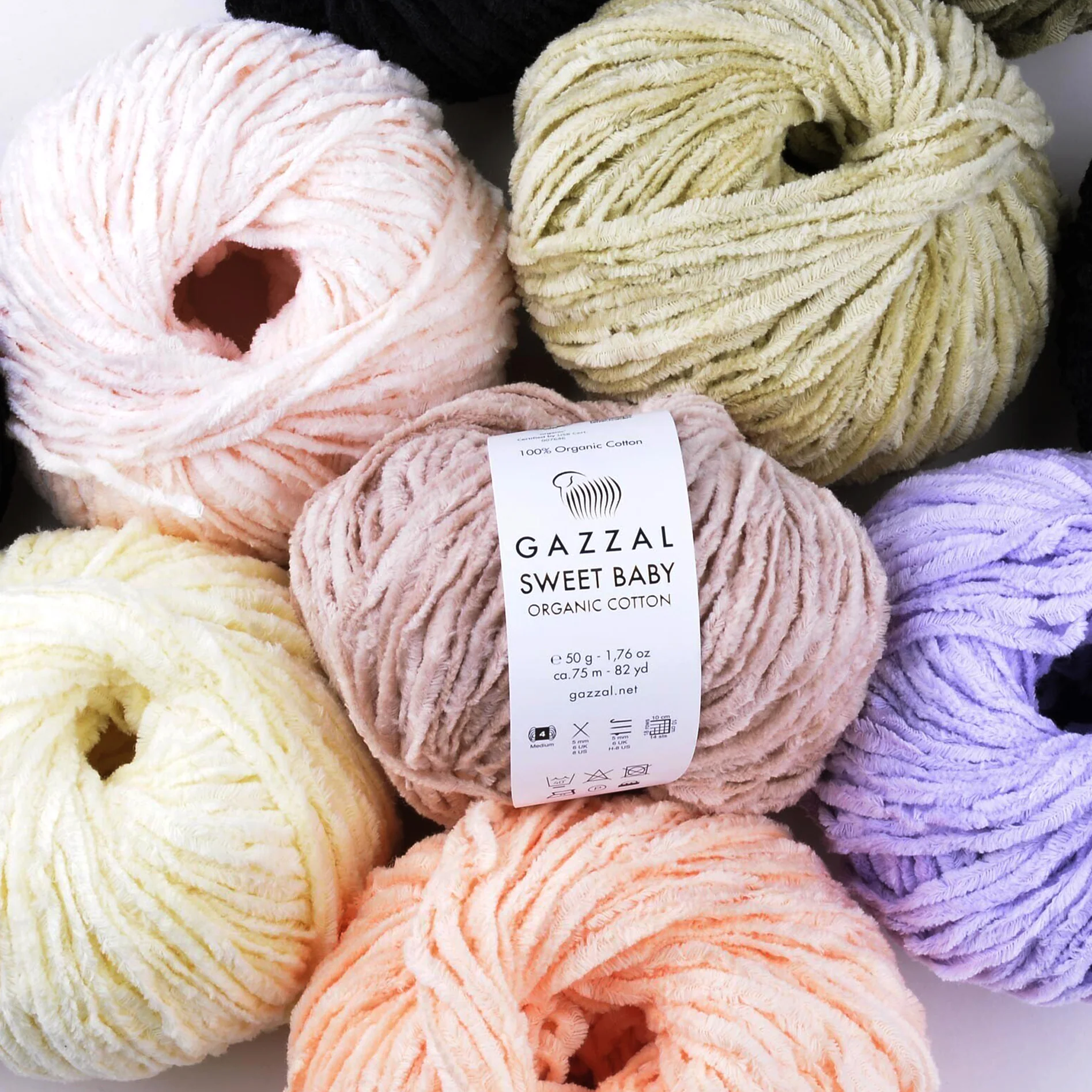 Gazzal Sweet Baby Organic Cotton Hand Knitting Yarn , Black – 2603 - Image 3