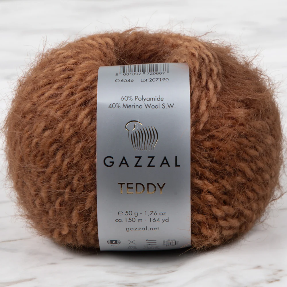 Gazzal Teddy Hand Knitting Yarn, Cinnamon - 6546