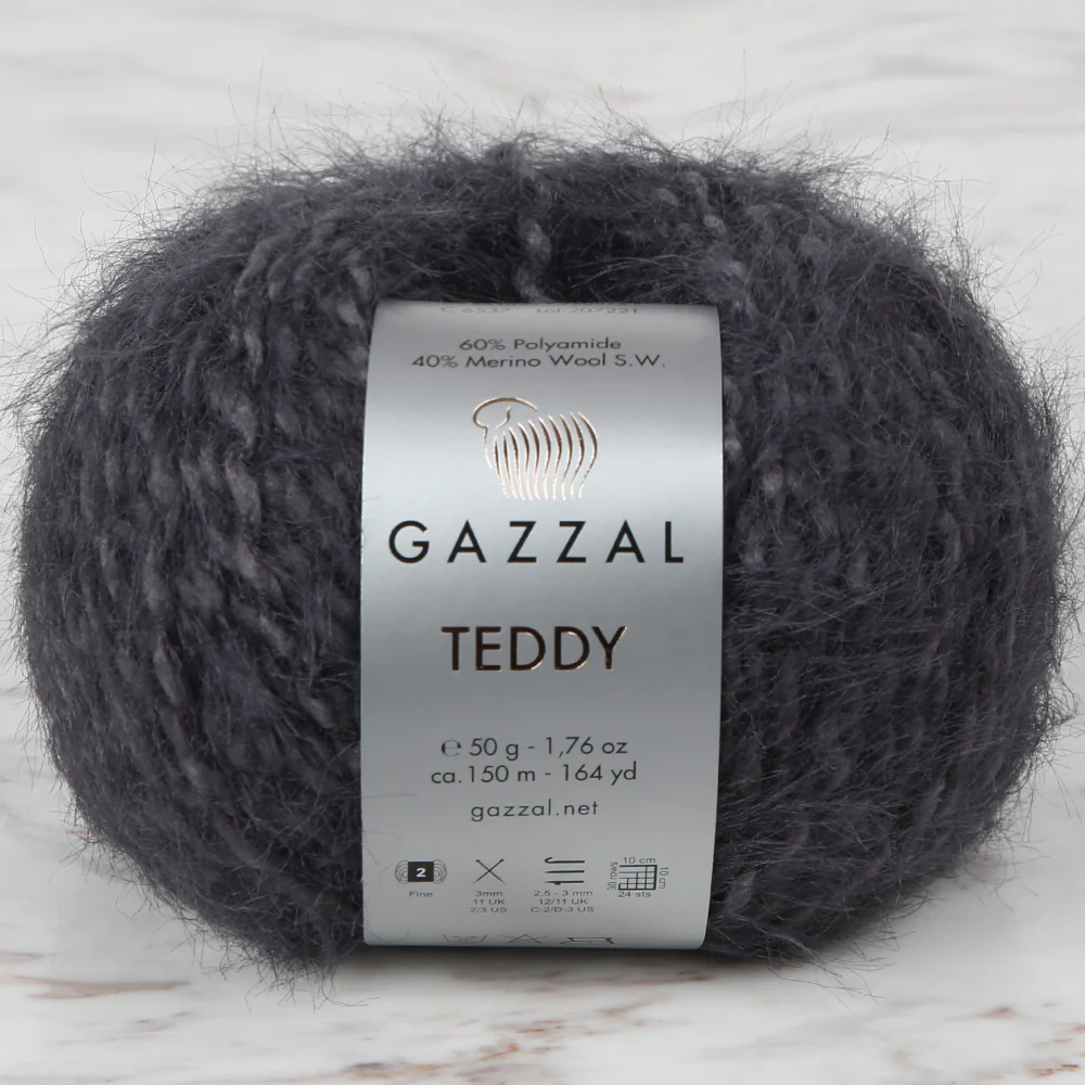 Gazzal Teddy Hand Knitting Yarn,Grey - 6537