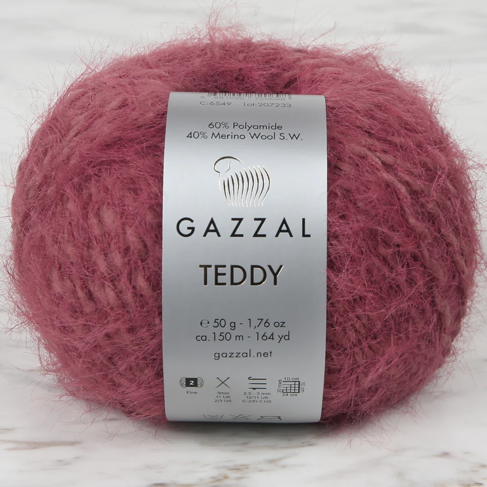 Gazzal Teddy Hand Knitting Yarn,Maroon - 6549