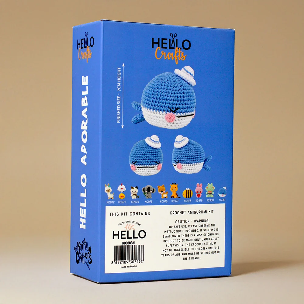 Hello Adorable Amigurumi Kit - Wesley The Whale - KC981 - Image 6