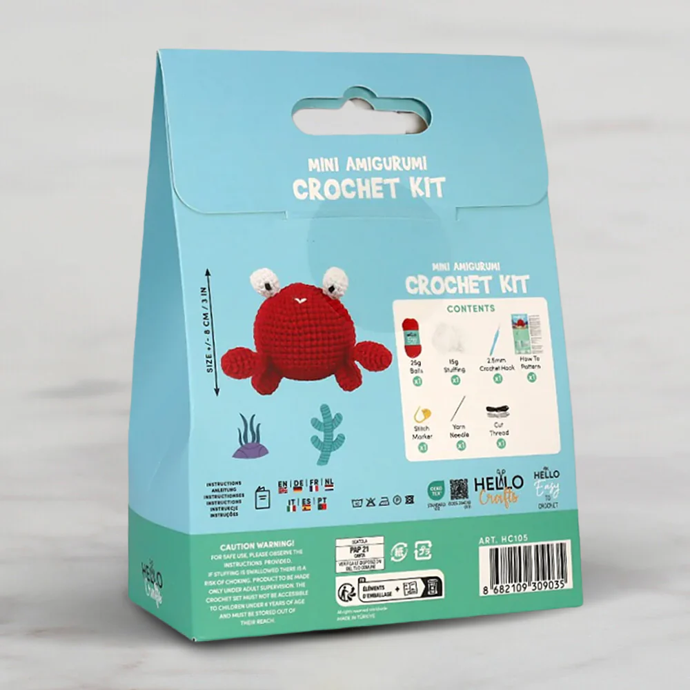 Hello Crafts Crochet Mini Amigurumi Kit - Crabby - HC105 - Image 3
