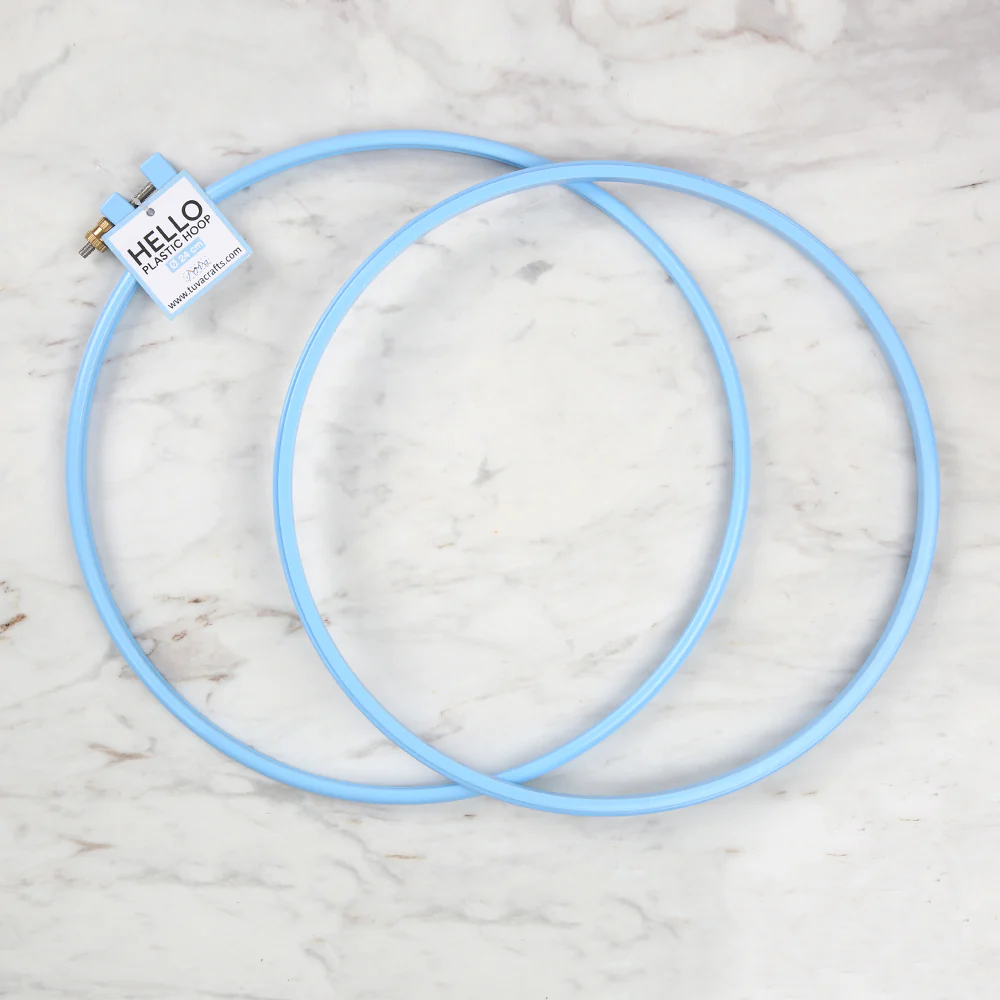 Hello 24 cm Plastic Screwed Embroidery Hoop, Blue - Image 2