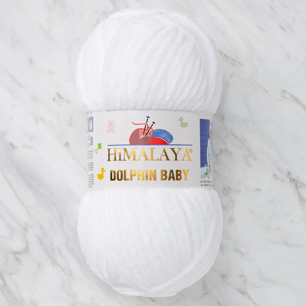 Himalaya Dolphin Baby Chenille Yarn, White - 80301