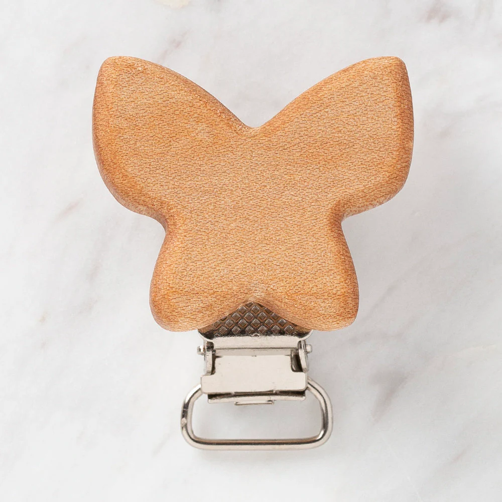 Hobi Baby Butterfly Shaped Organic Wooden Pacifier Clip - FK09