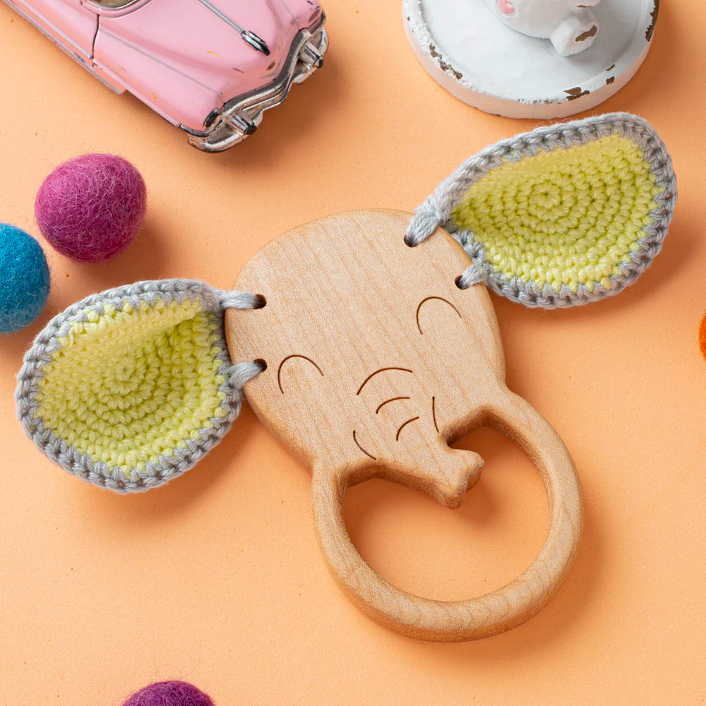 Hobi Baby Elephant Shaped Organic Wooden Teething Ring - DK028 - Image 5