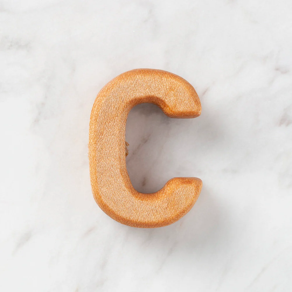 Loren Crafts Letter Shaped Organic Wooden Bead - C