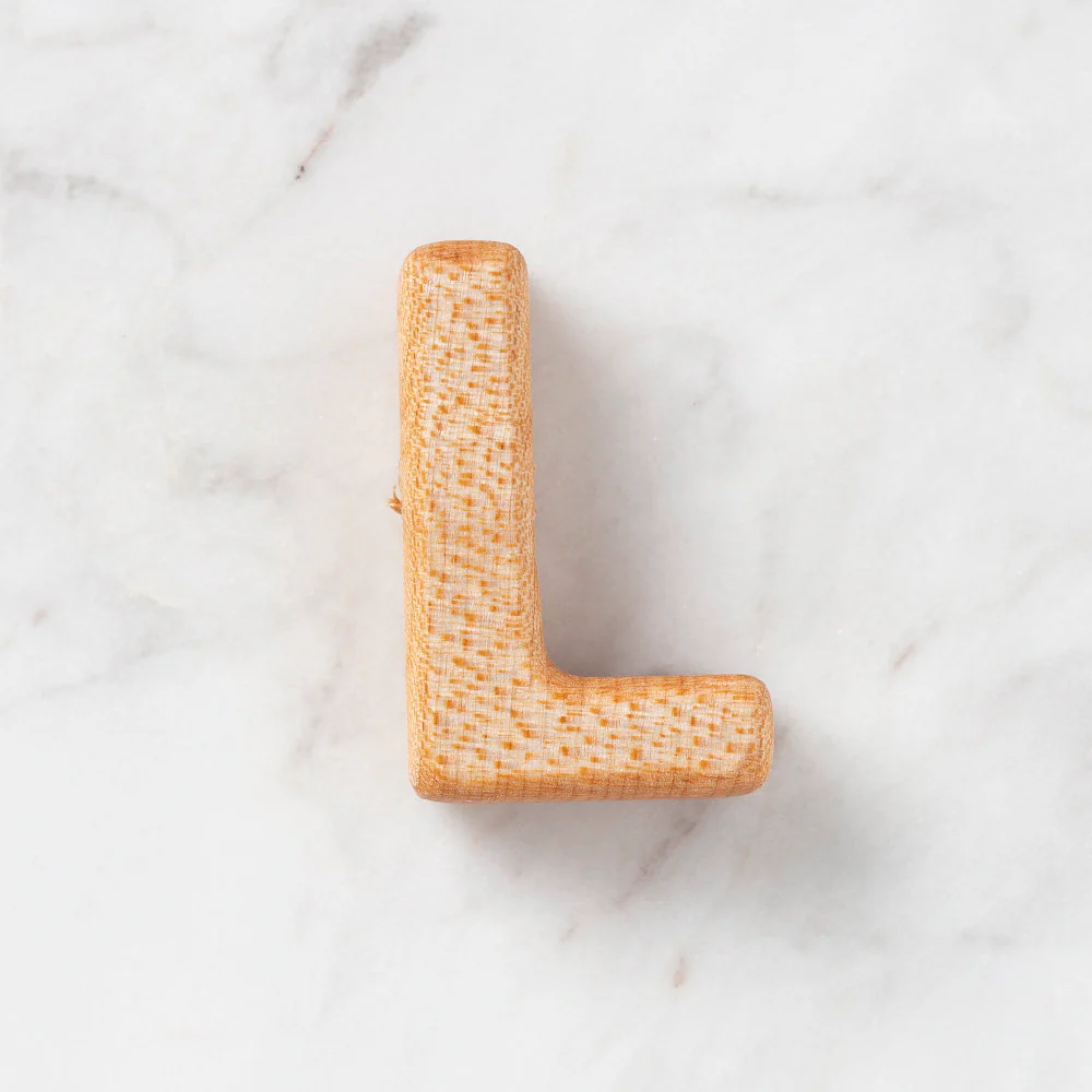 Loren Crafts Letter Shaped Organic Wooden Bead - L