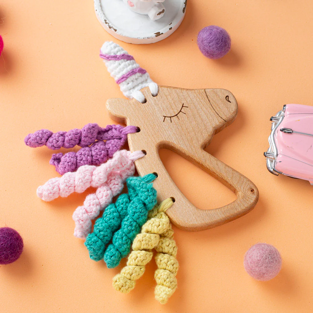 Hobi Baby Sleepy Rabbit Shaped Organic Wooden Teething Ring - DK036 - Image 2