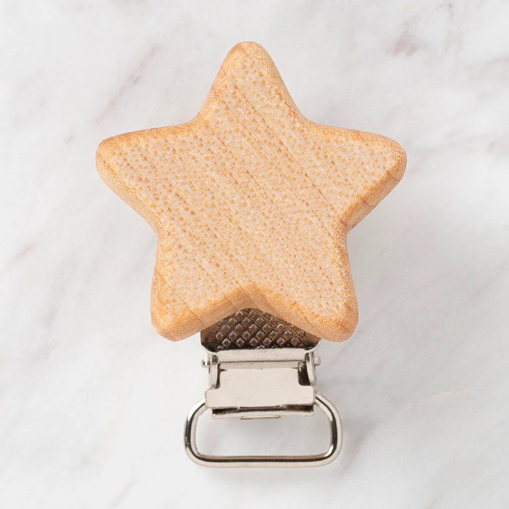 Hobi Baby Star Shaped Organic Wooden Pacifier Clip - FK12