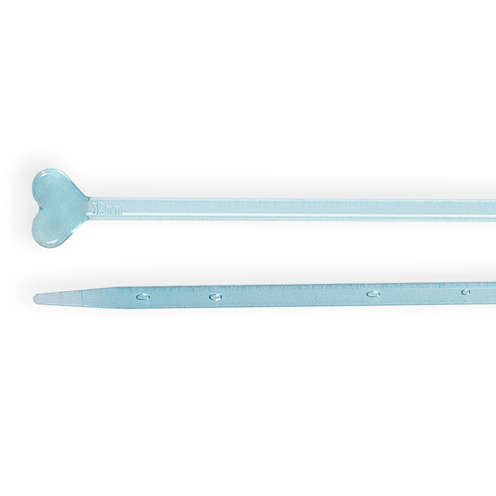 Kartopu 3 mm 35 cm Plastic Heart-Shaped Knitting Needle, Blue - Image 2