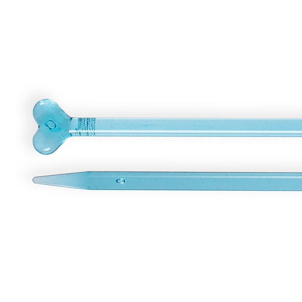Kartopu 4 mm 35 cm Plastic Heart-Shaped Knitting Needle, Blue - Image 2