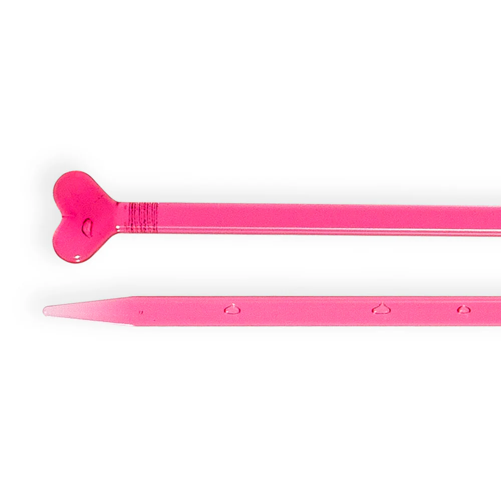 Kartopu 6 mm 35 cm Plastic Heart-Shaped Knitting Needle, Red - Image 2