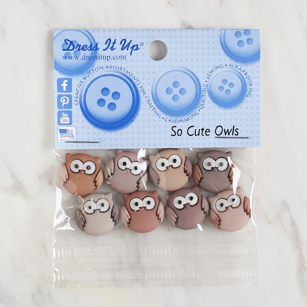 Dress It Up Creative Button Assortment, Cute Owls - 6930 - Image 2