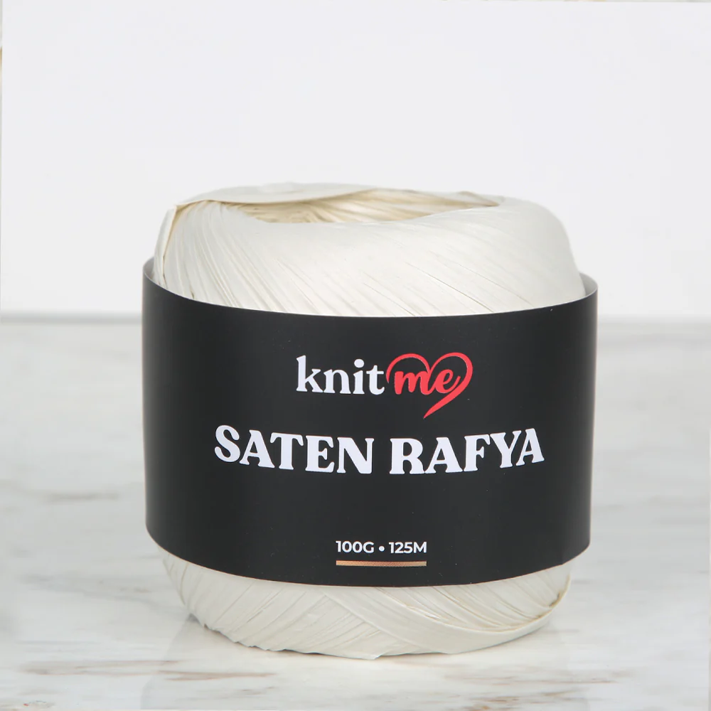 Knitme Satin Raffia Yarn, Cream - 5