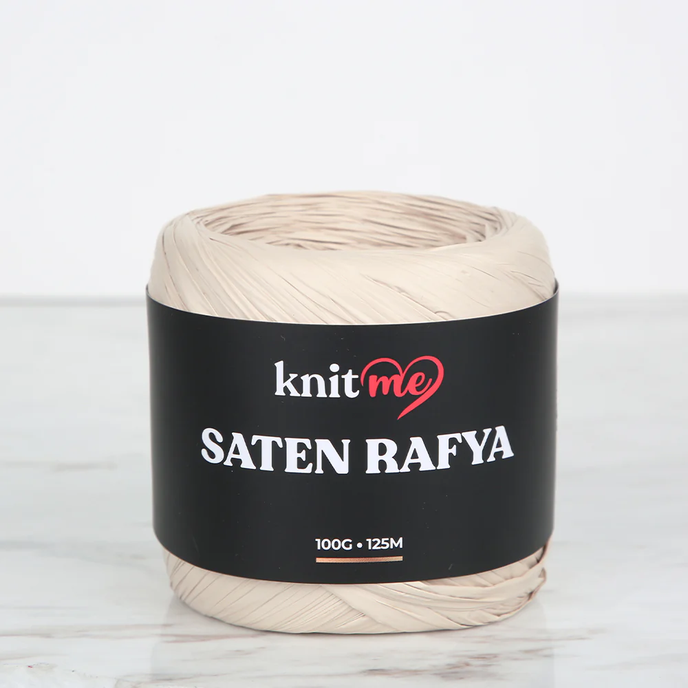 Knitme Satin Raffia Yarn, Light Beige - 1