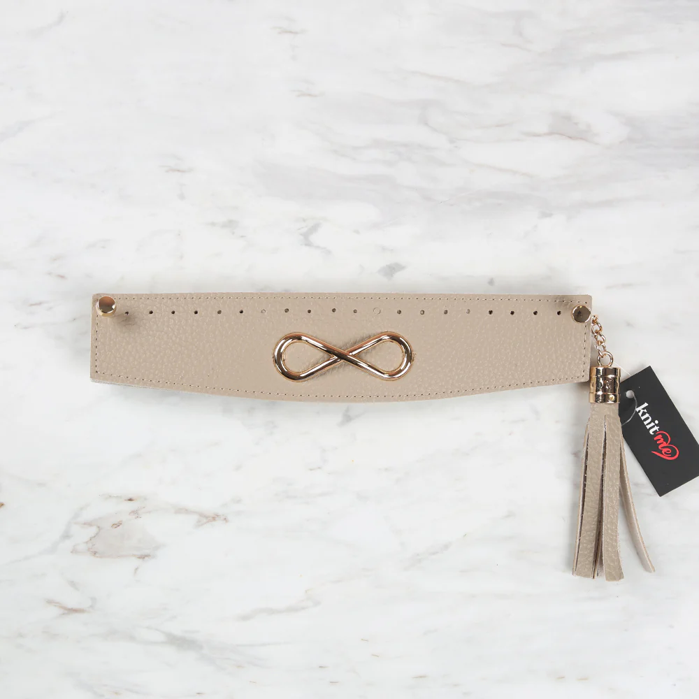 Knitme Stitched Buckle Bag Mouth 25x6 cm Beige BA-0070