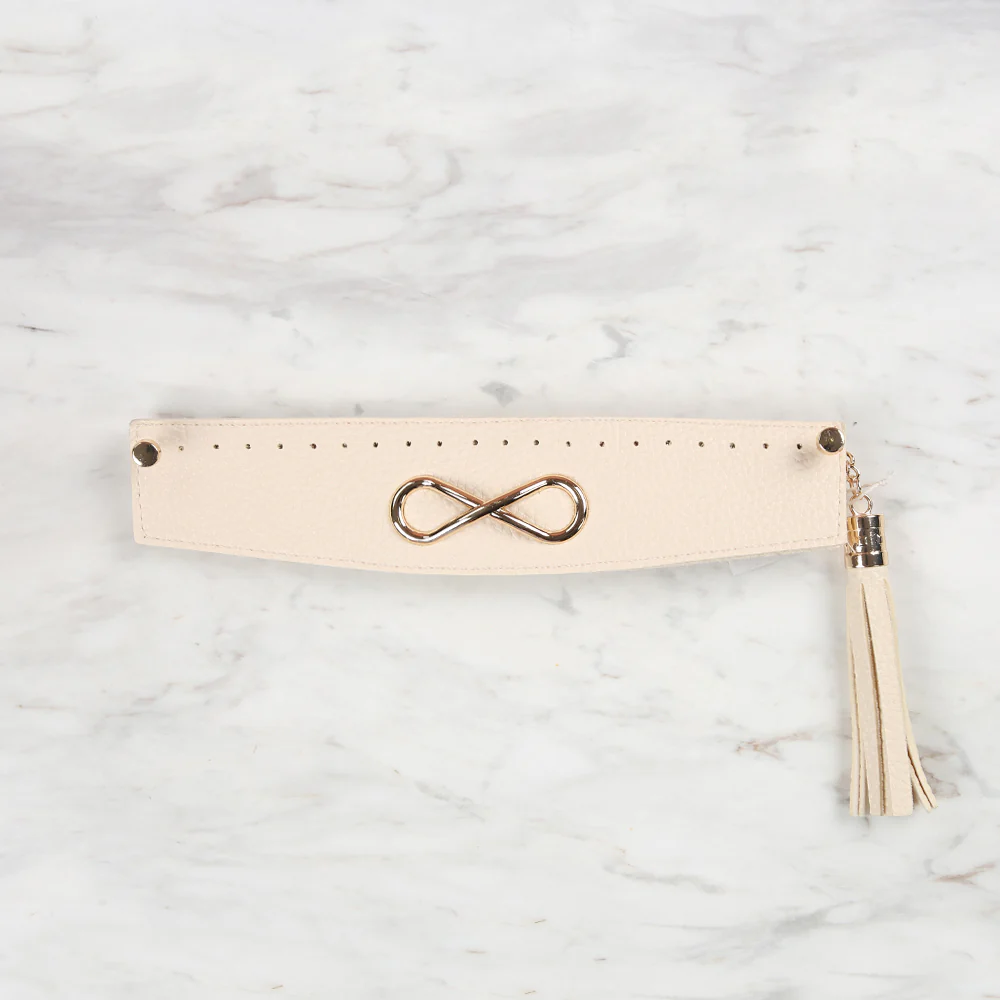 Knitme Stitched Buckle Bag Mouth 25x6 cmCream BA-0070