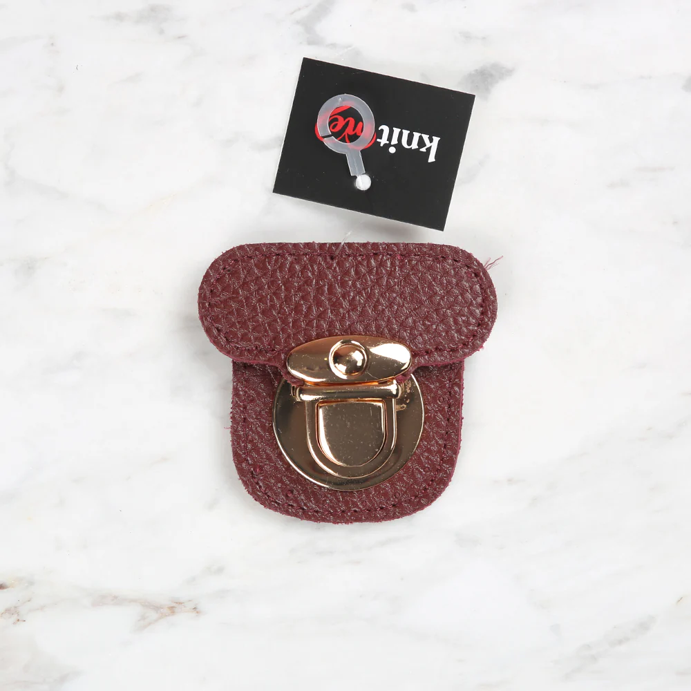 Knitme Stitched Lock 6x6 cm Claret Red BA-0067