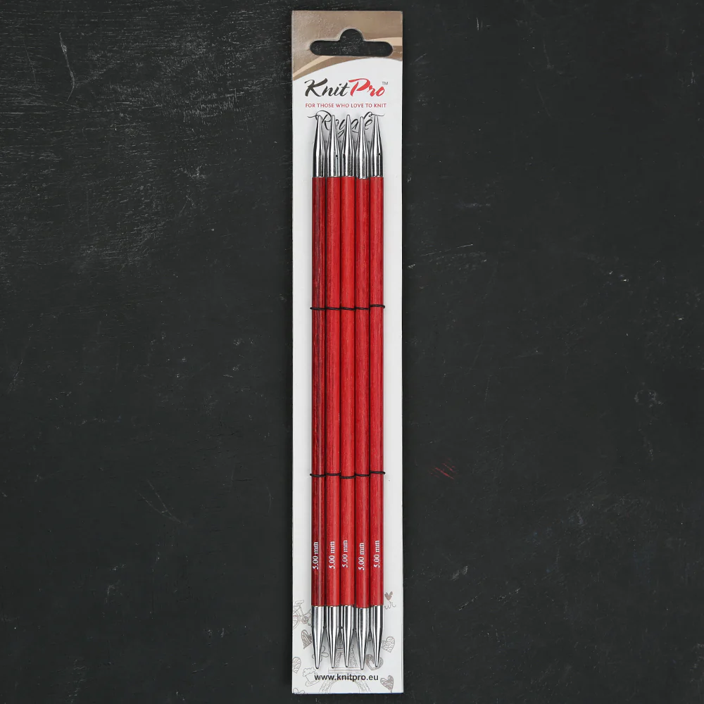 KnitPro Royale 5 mm 20 cm Wooden Double Pointed Needles, Cherry Blossom - 29039