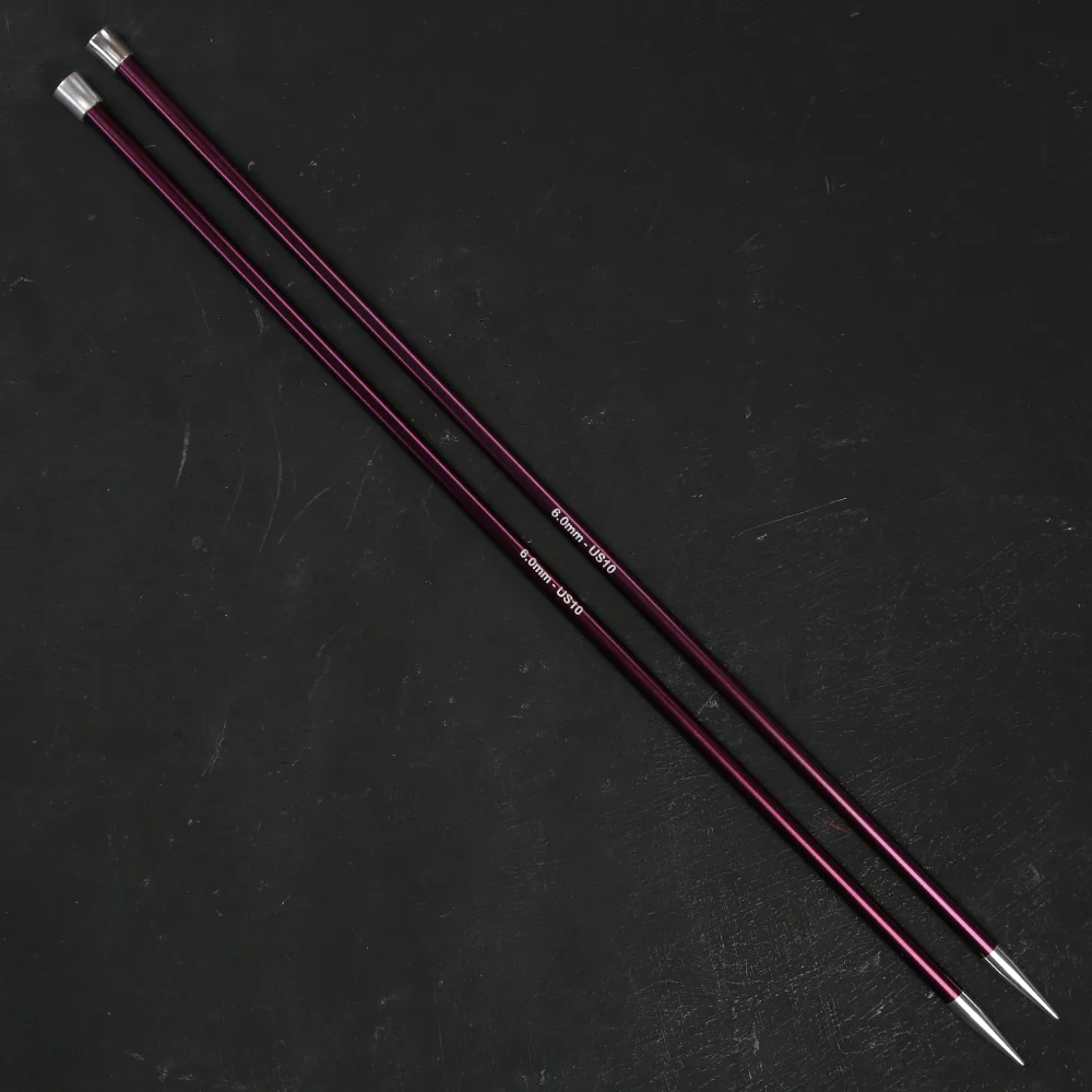 KnitPro Zing 6 mm 35 cm Metal Knitting Needles, Purple Velvet - 47303 - Image 2