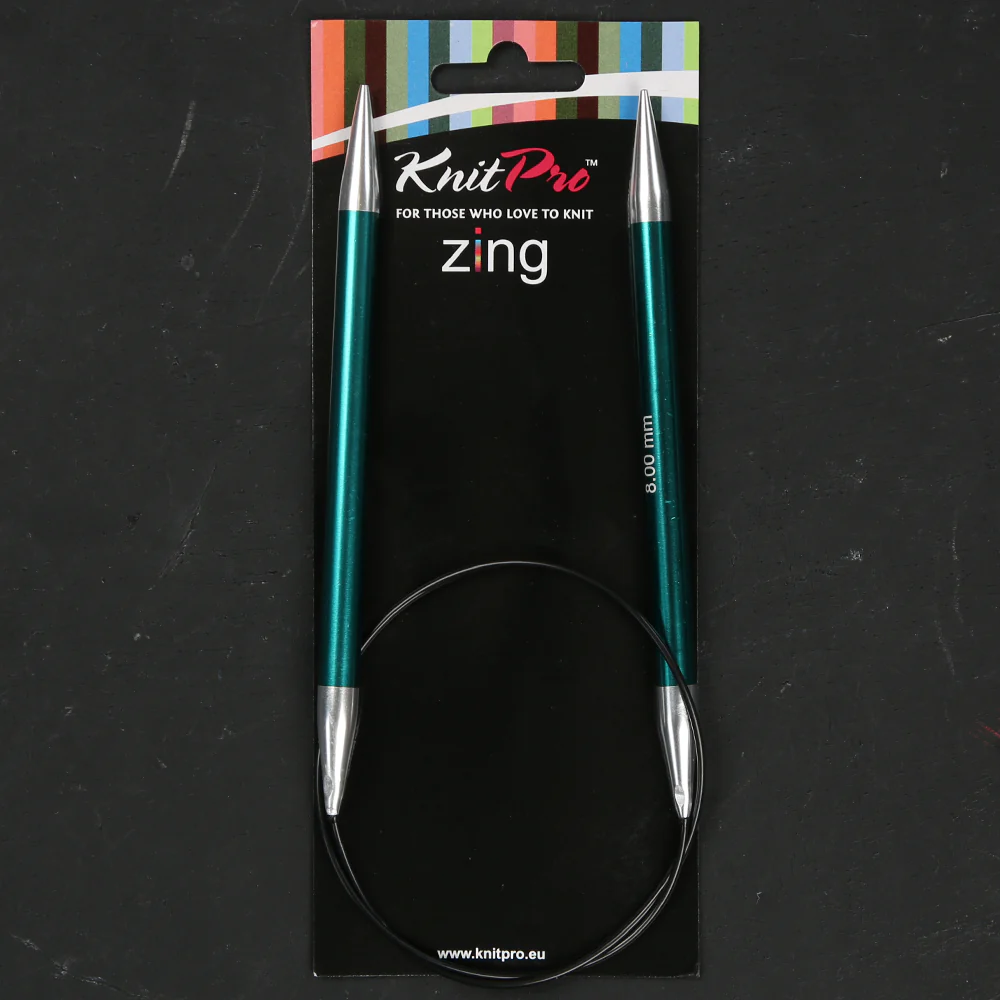 KnitPro Zing 8 mm 60 cm Metal Circular Needle, Emrald - 47106