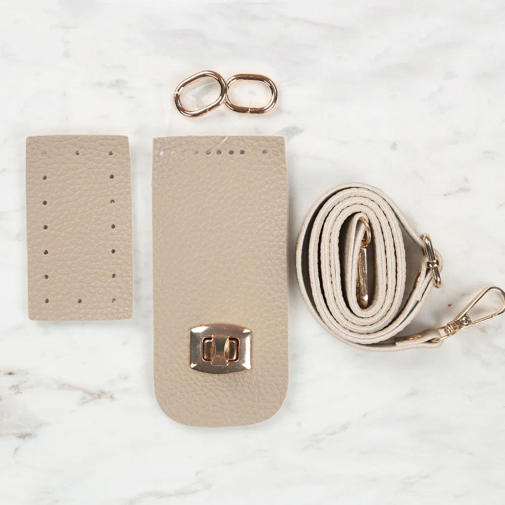 Knitted Base, Clip Phone Set 6.5x14 cm Beige BA-0058