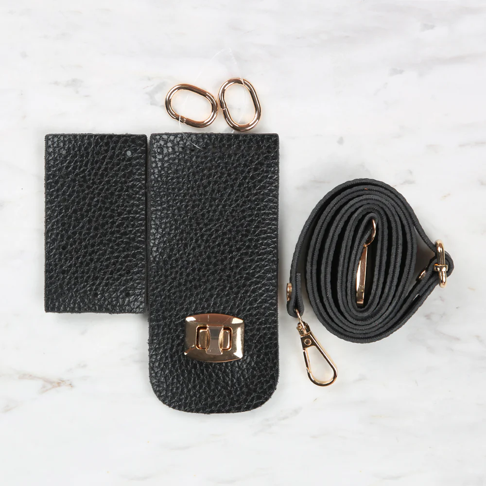 Knitted Base, Clip Phone Set 6.5x14 cm Black BA-0058
