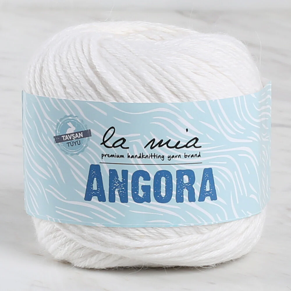 La Mia Angora 50gr Hand Knitting Yarn, White - L001