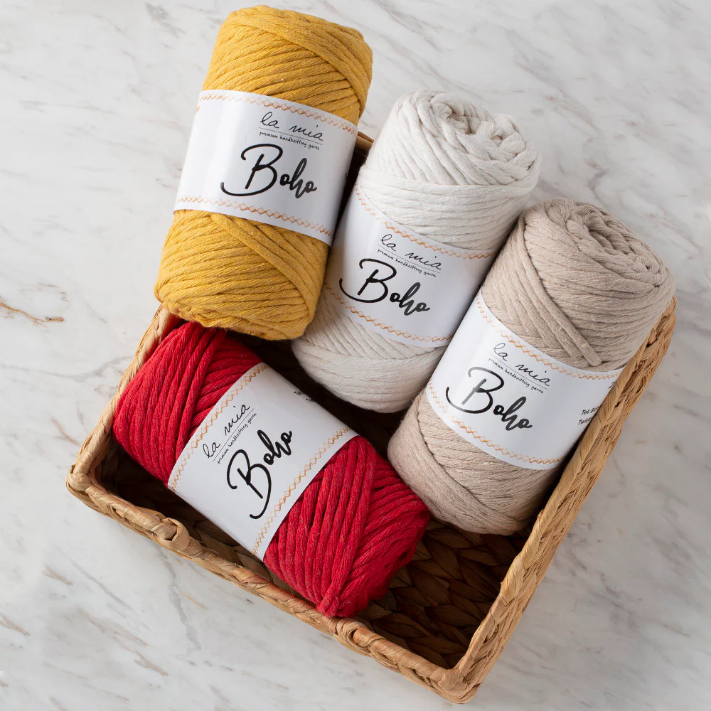 La Mia Boho Cotton Macrame Cord, Blue - Image 3