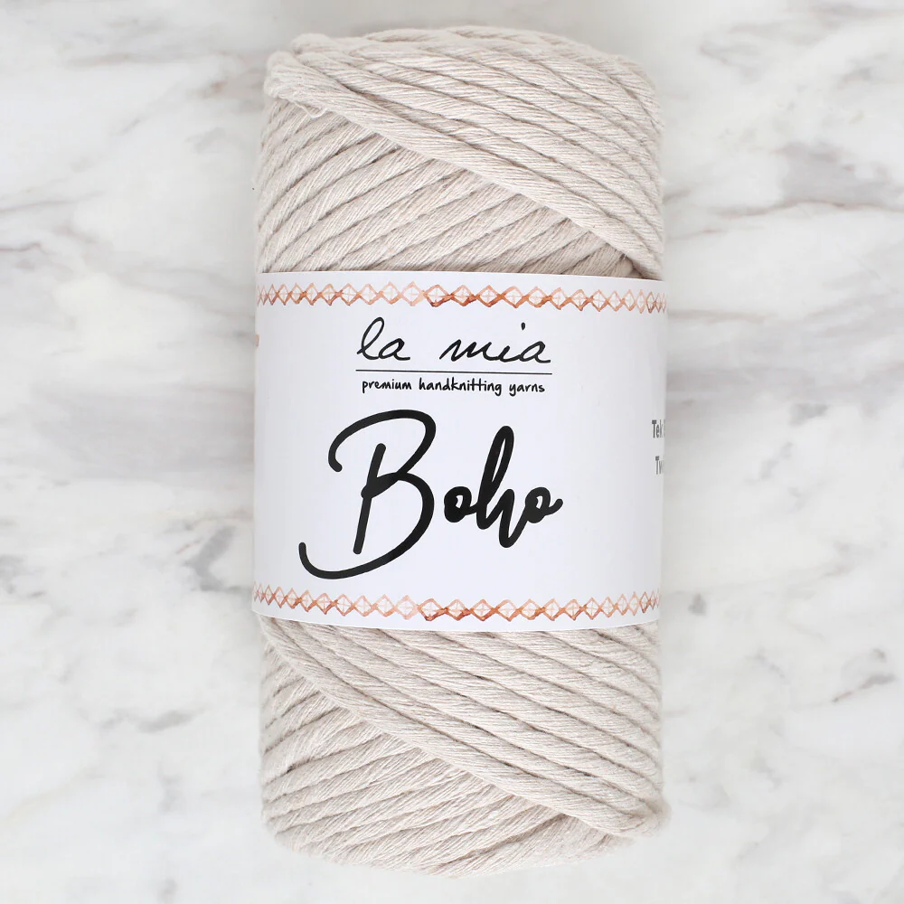 La Mia Boho Cotton Macrame Cord, Cream - L002