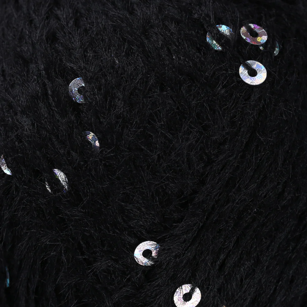 La Mia Club Paillettes Hand Kniitting Yarn, Black - 606 - Image 2
