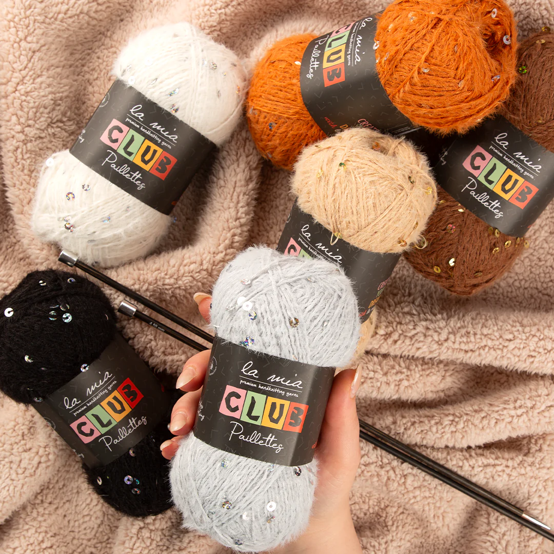 La Mia Club Paillettes Hand Kniitting Yarn, Cream - 602 - Image 4
