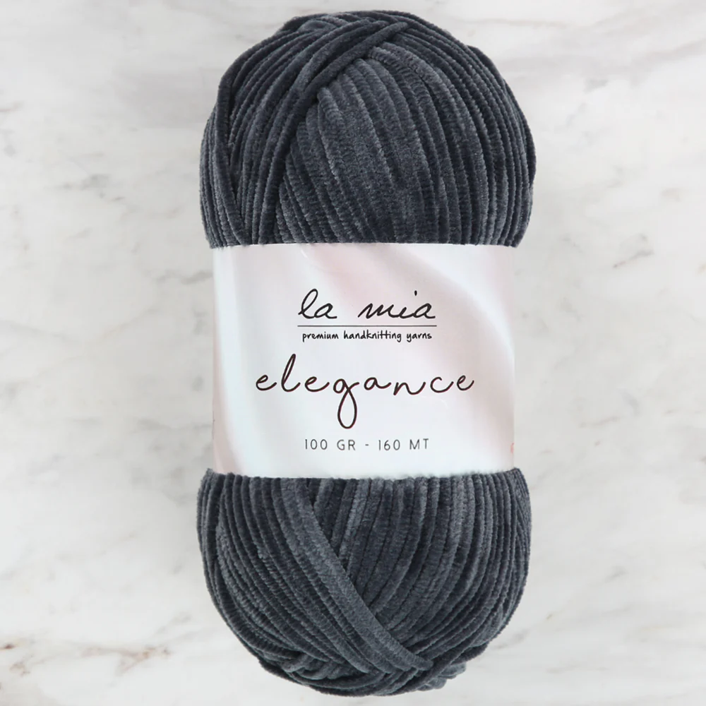 La Mia Elegance Fine Velvet Hand Knitting Yarn,Anthracite - L905