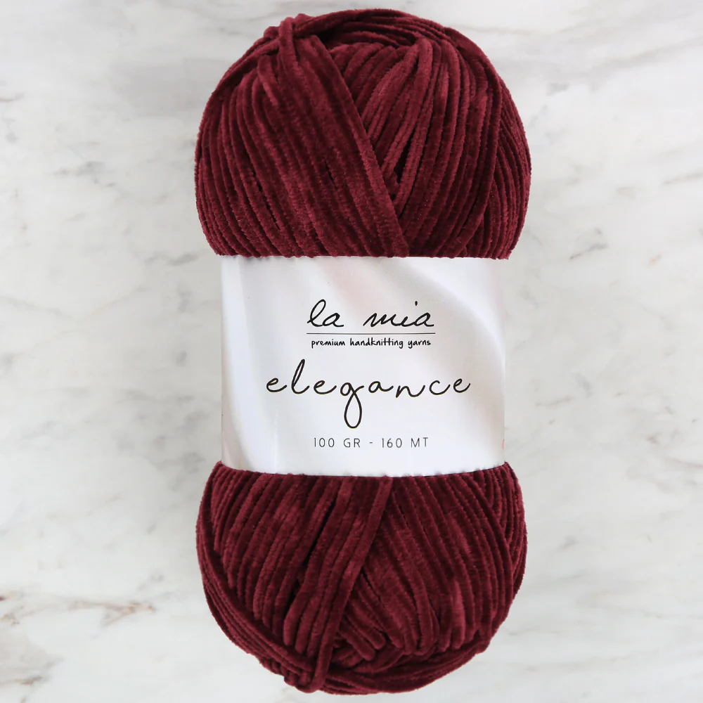La Mia Elegance Fine Velvet Hand Knitting Yarn,Maroon - L912