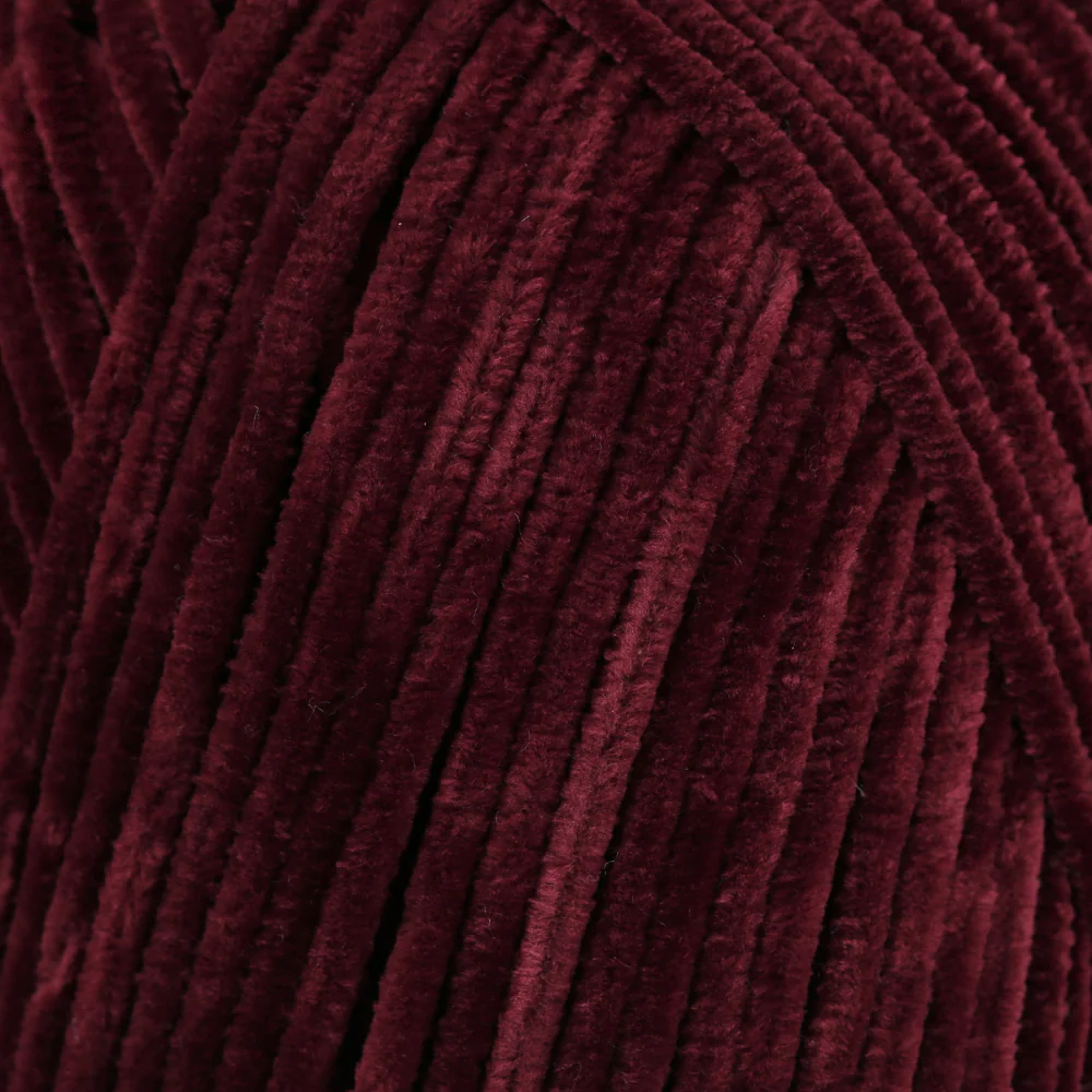 La Mia Elegance Fine Velvet Hand Knitting Yarn,Maroon - L912 - Image 2