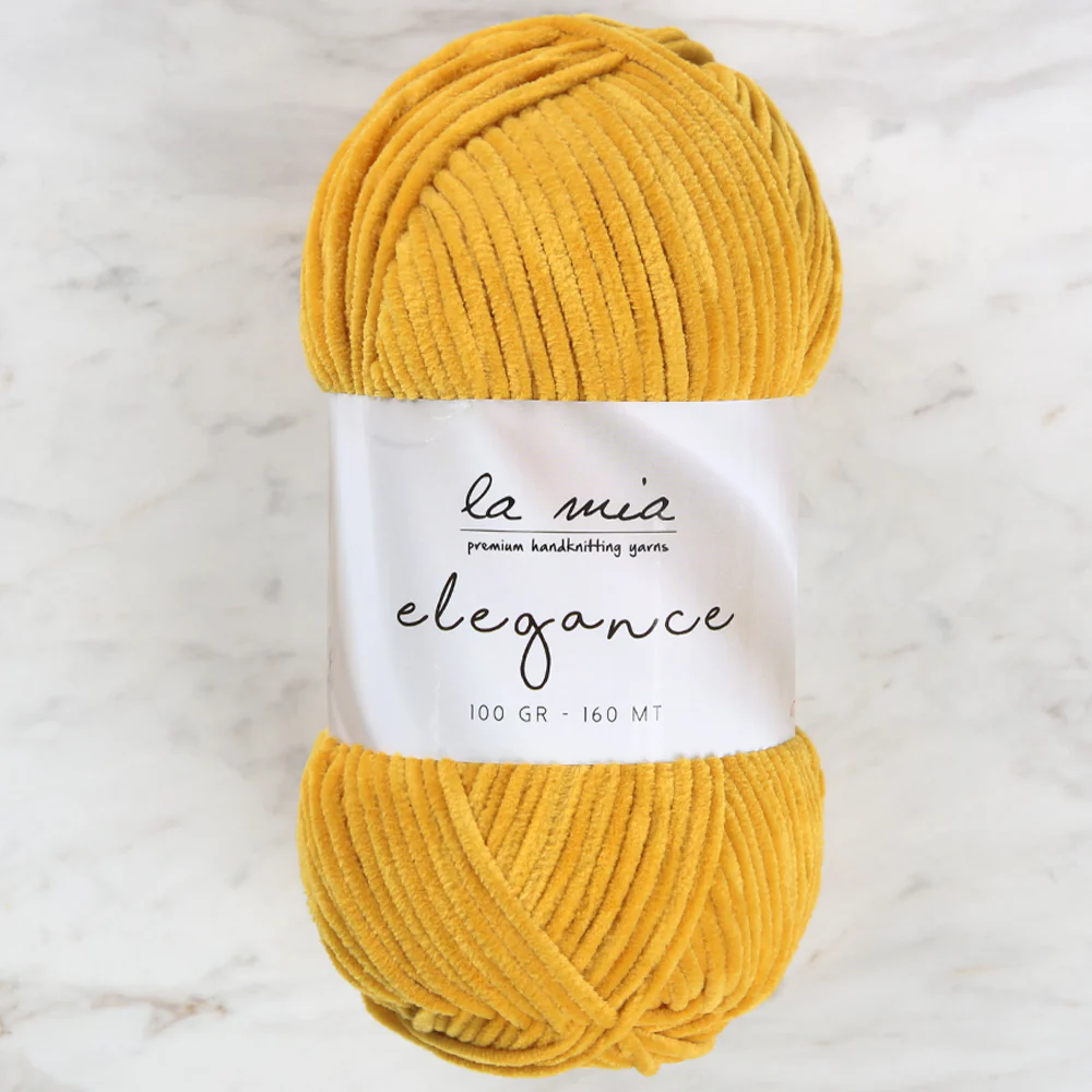 La Mia Elegance Fine Velvet Hand Knitting Yarn,Mustard- L916