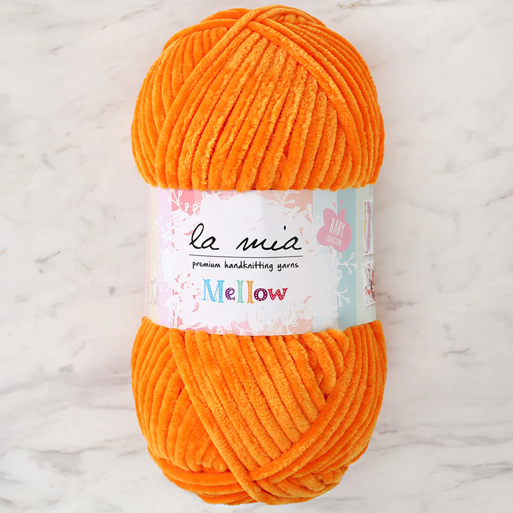 La Mia Mellow Chenille Yarn, Neon Orange - 937