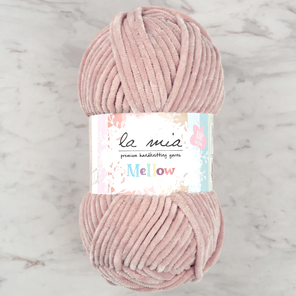 La Mia Mellow Chenille Yarn, Powder Pink - 924
