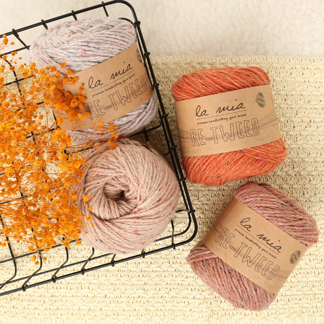 La Mia Re-Tweed Melange Yarn, Orange - L144 - Image 4