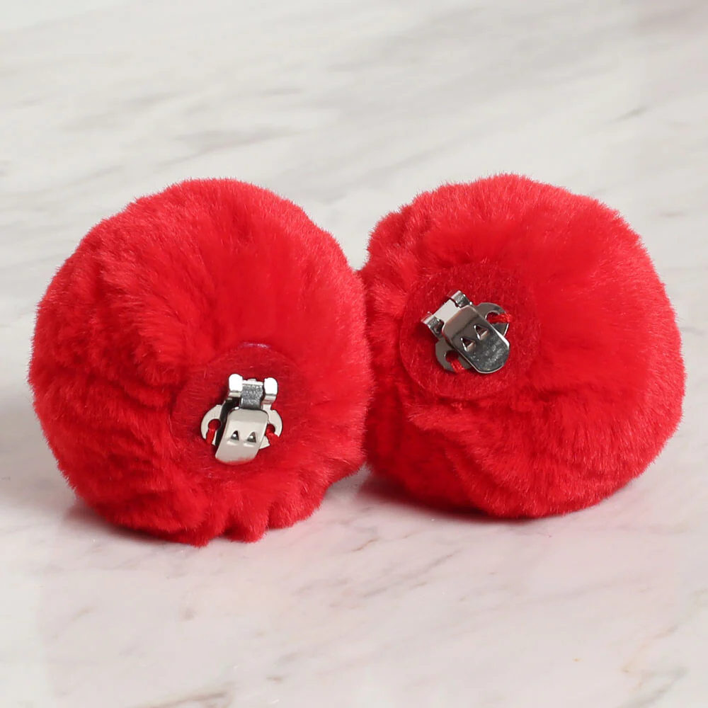 Loren 1 Pair Shoes Pom-Pom, Red - Image 2