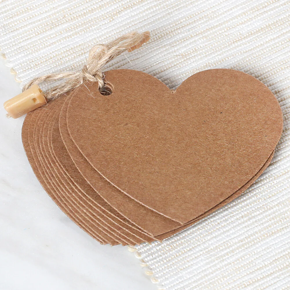 Loren 10 pcs Heart Shaped Craft Tag and Clip-On Tag Thread - Image 2