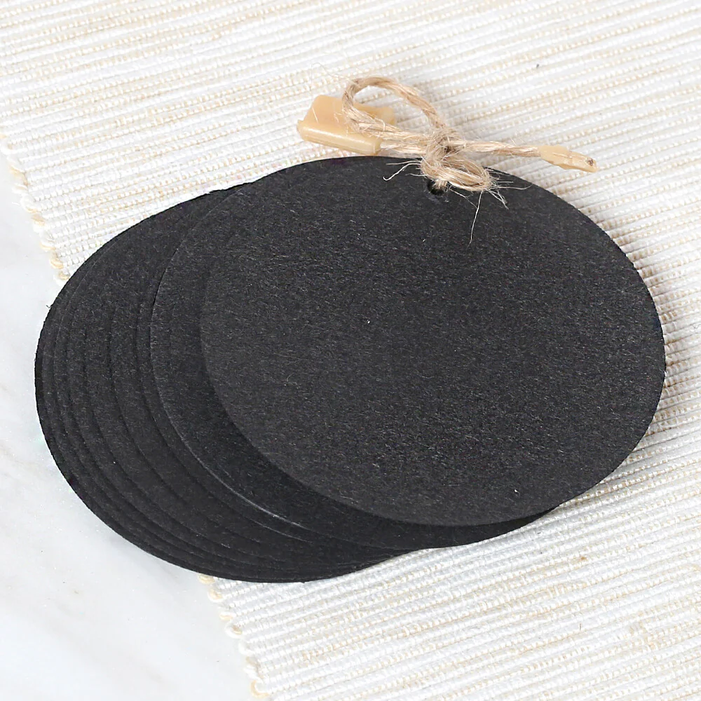 Loren 10 pcs Round Shaped Tag and Clip-On Tag Thread, Black - Image 2